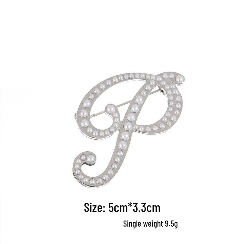 Elegantní brož s perlovým písmenem (26 písmen): Všestranný módní doplněk
