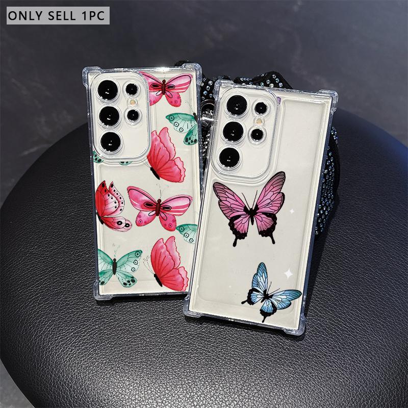 Gradient Butterfly Phone Case for Samsung A20s A21s A23 A24 25 26 31 32 32 33 34 35 50 51 52 53 54 73 Transparent Soft Covers
