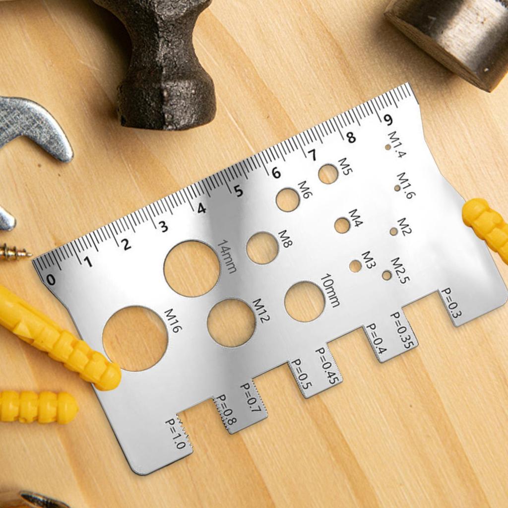 410 Stainless Steel Thread Gauge Screw Measuring Ruler Multifunctional Easy-to-Read Thread Gauge Ruler For Home Industry Repair