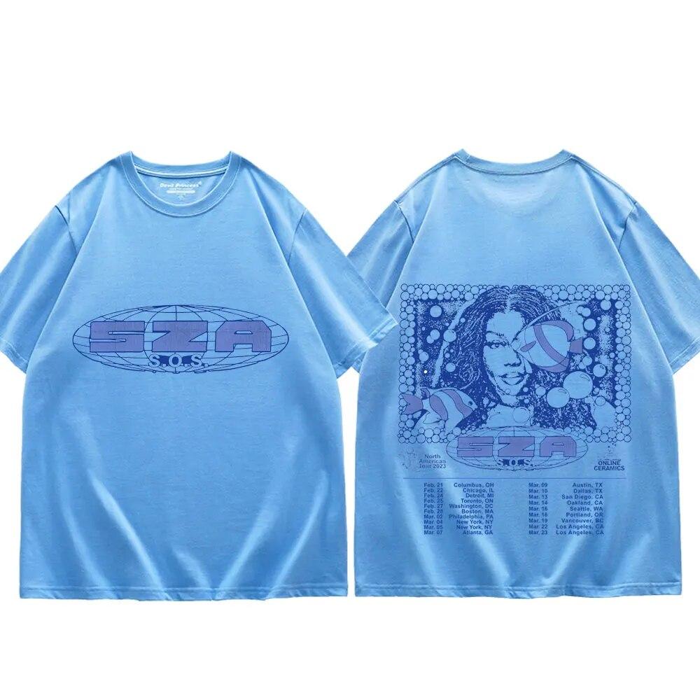 Sza Sos Music Album Graphic T Shirts Unisex Women Hip Hop Fashion Short Sleeve T-Shirt Trend Vintage Oversized T-Shirts Streetwear