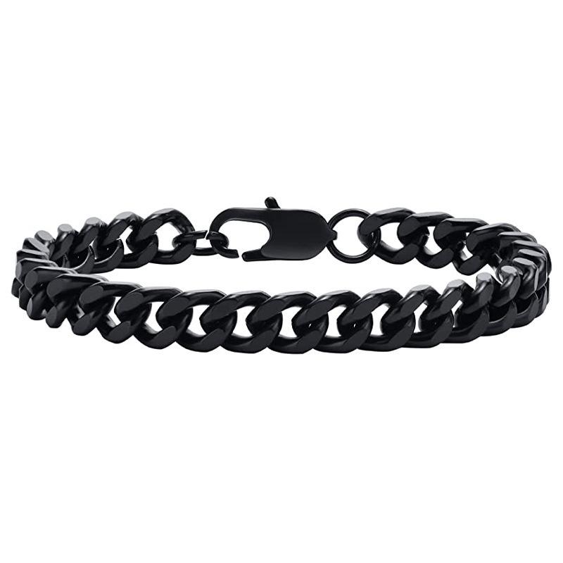 European & American Stainless Steel Cuban-Figaro Men's Bracelet Set - Gold Titanium