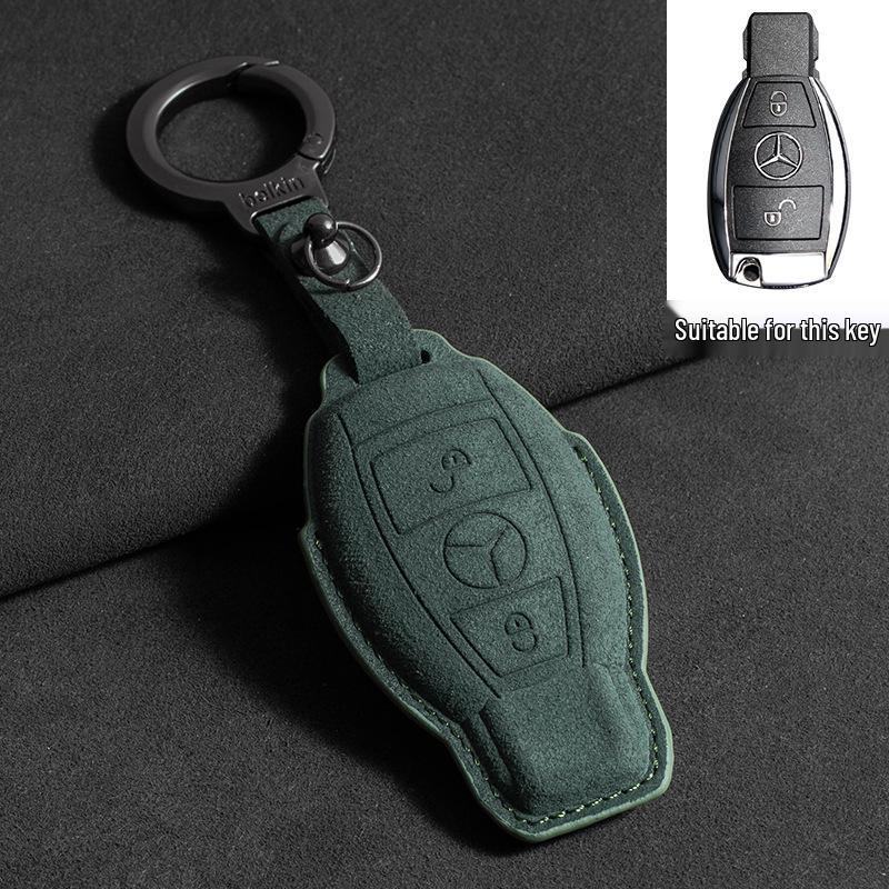 Mercedes Key Case with Alcantara, Compatible with E-Class, S-Class, C-Class, B-Class, GLC, GLB—Full Coverage Protection