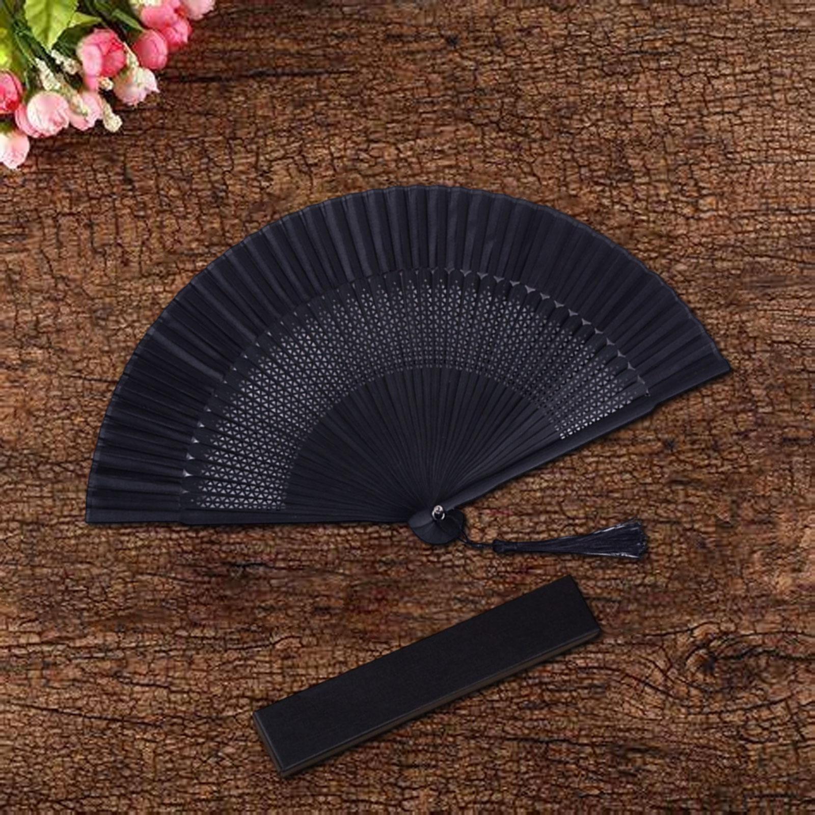 

Bamboo Hand Fan for Women with Box Portable Chinoiserie Design Events Style A