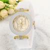 Reloj de cuarzo para mujer, correa de silicona de Color caramelo, esfera redonda a juego, decoración de diamantes de imitación, tiempo preciso ajustable, reloj de pulsera para mujer