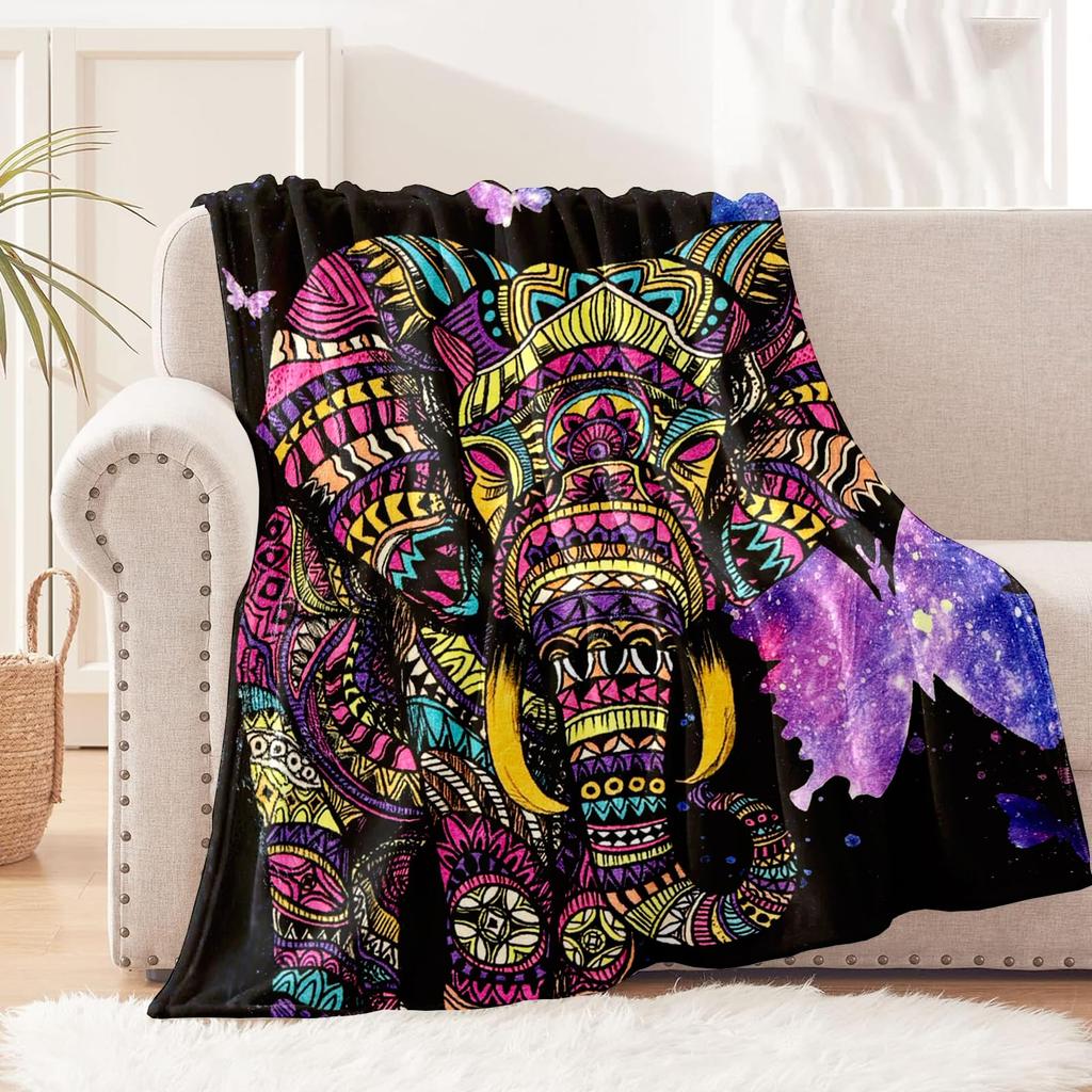 Elephant Blanket Gifts for Women Girls Super Soft Cozy Elephant Throw Blanket Warm Fuzzy Plush Fleece Bedding Decor Blanket