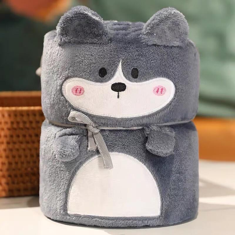 

Фланелевое одеяло с принтом хаски