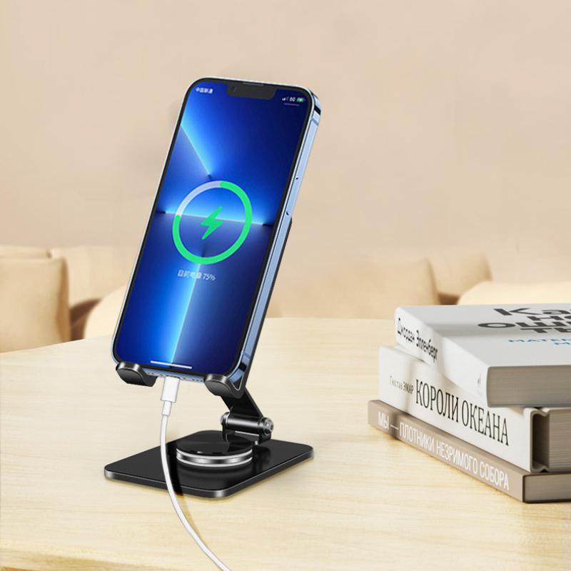 360° Rotating Mobile Phone Stand Desktop Vertical Folding Portable Painting Metal Mobile Phone Stand