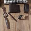 Best-selling Internet Celebrity Three-eyed Fashion Men's Leather Belt Quartz Watch   Pen   Belt   Wallet 4-piece Gift Box Set