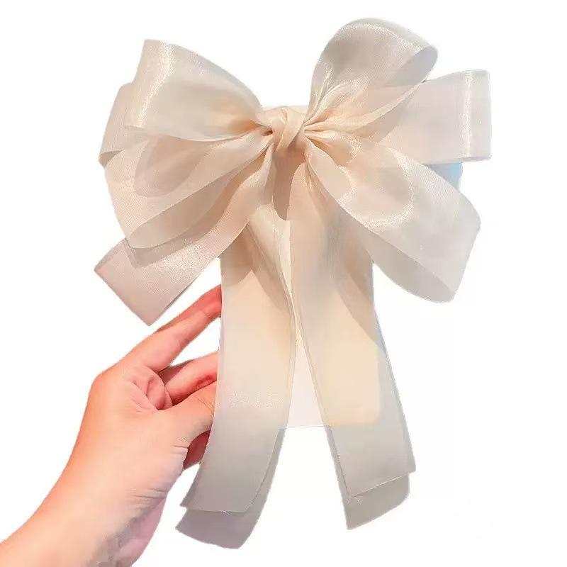 Elegant Princess Mesh Ribbon Bow Hair Clip - High-Grade Spring Hairpin