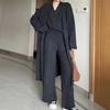 Vest cardigan wide-leg pants three-piece casual style set autumn and winter new solid color sweater