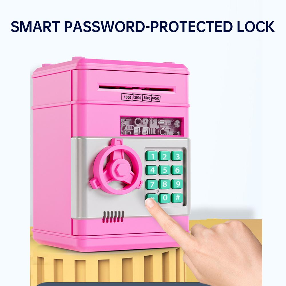Piggy Bank Electronic Mini ATM Money Saving Box Safe with Password Code Cash Coins Auto Scroll
