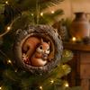 Christmas Tree Pendant Hole Animal Acrylic Ornament, Owl Fox Raccoon Bird Hedgedog Holiday Party Decorations Squirrel Pinecone Pendant, Seasonal