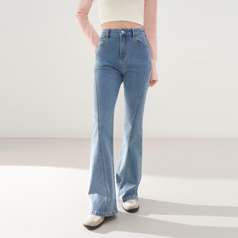 

Ledian 2025 Spring Women s Retro High-Waist Flare Jeans S