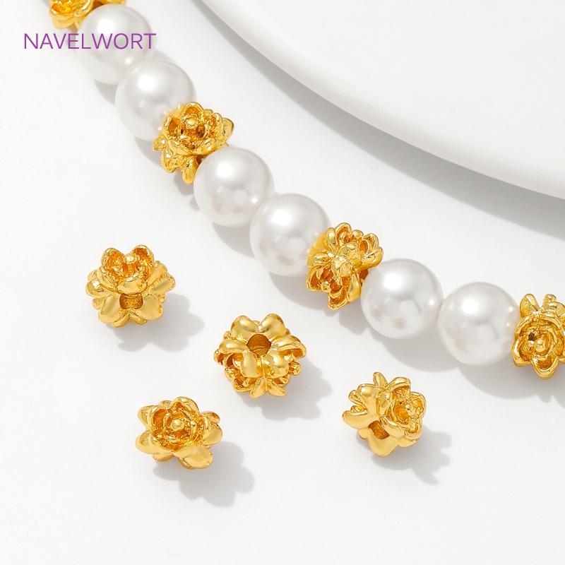 18K Gold Plated Flower Shape Separator Beads Brass Spacer Beads For Bracelet Making Supplies DIY Necklace Findings