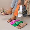 Metal Chain Flat Sandals For Women Summer Casual Nonslip Rubber Sole Comfortable Shoes