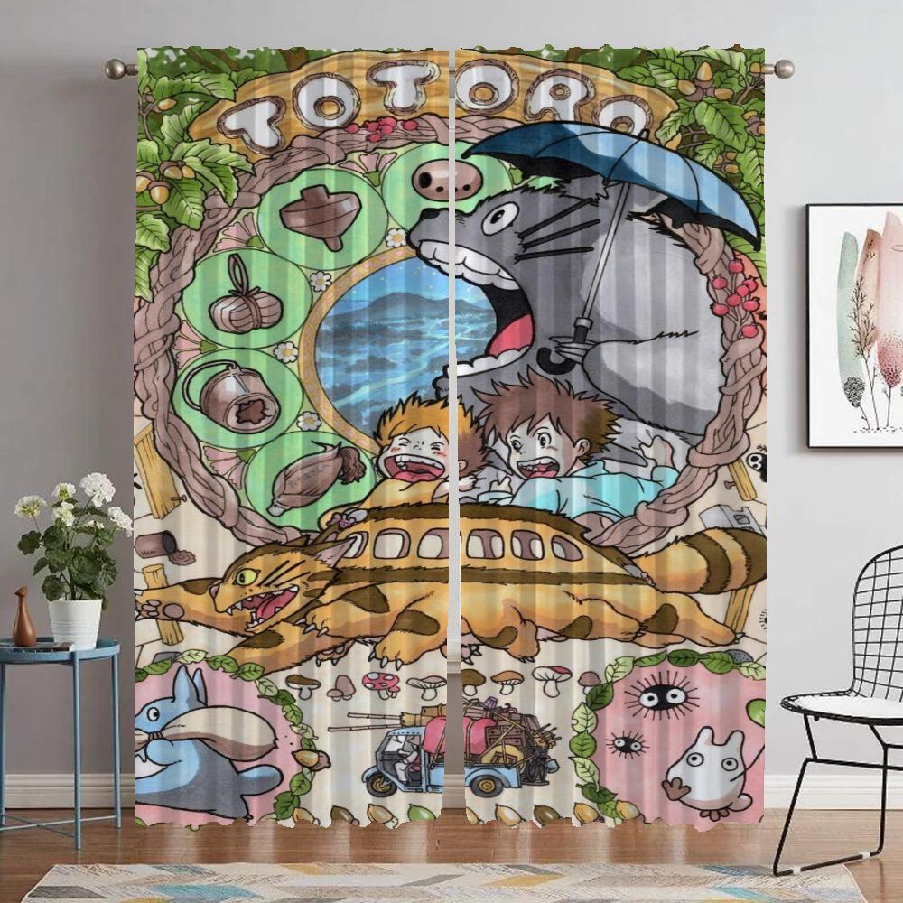 Zasłony Totoros do Salonu Zasłona do Pokoju 2 Panele Rolety Przegroda Dekoracja Halloween Kuchnia Zaciemniająca Elegancki Pokój