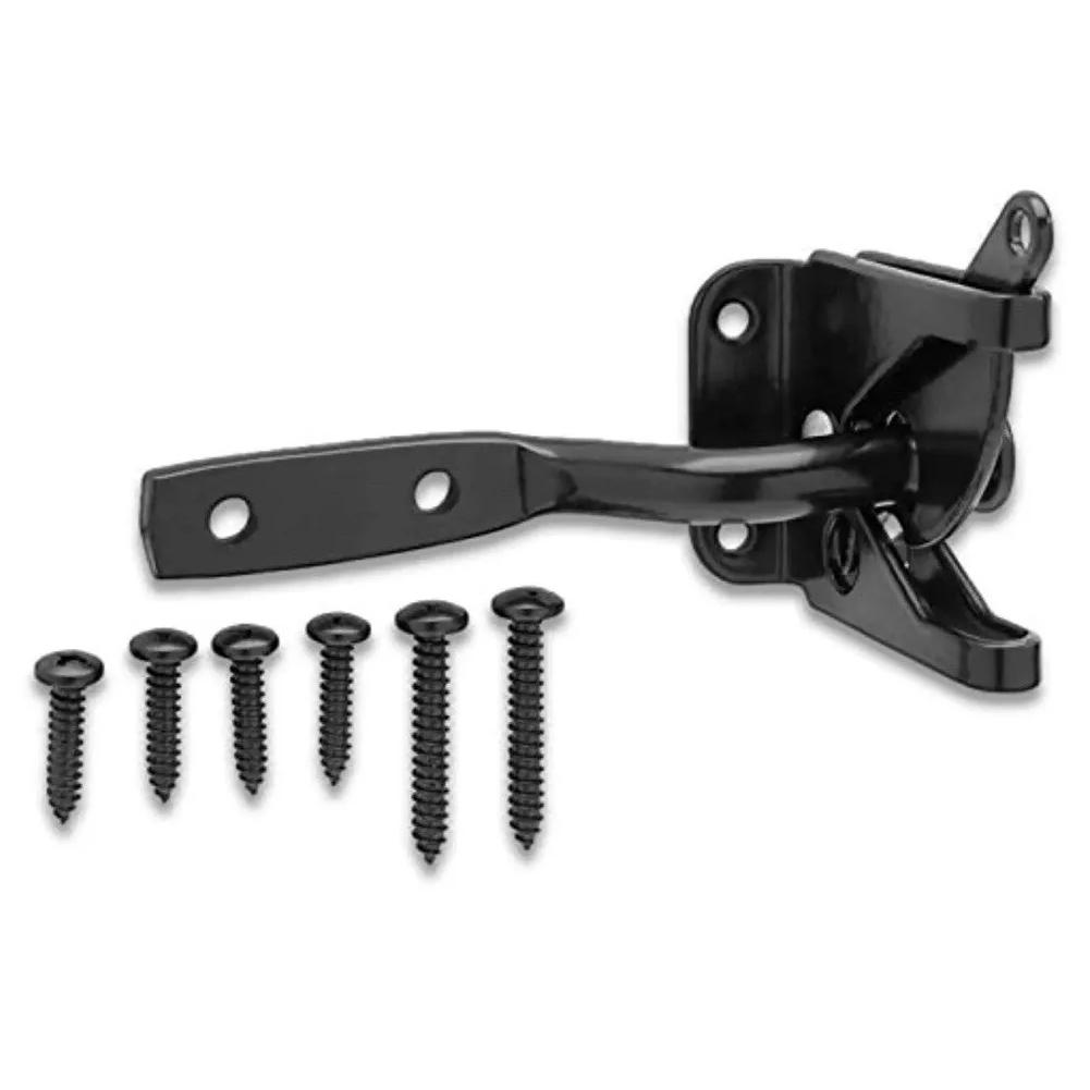 Self Locking Automatic Gravity Lever Fence Gate Latch Black