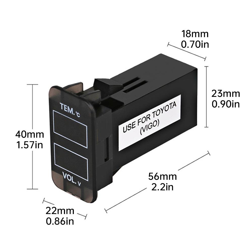 Car Thermometer Voltmeter Voltage Dual Display Gauge Temperature Meter Tester 12V/24V LED Digital Voltmeter Gauge Universal