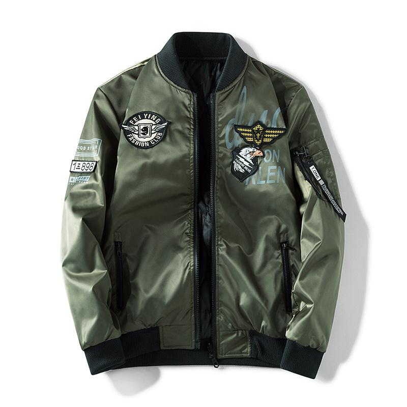 

Двусторонний хлопковый летный костюм, куртка-бомбер, хлопковое пальто, модная куртка с нашивкой в виде орла и погонами 7XL