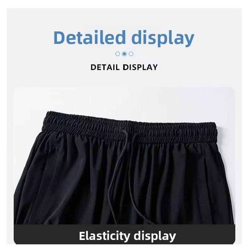 Summer Lightweight Loose-fitting Ice Silk Casual Pants for Men, Quick-drying Versatile Straight-leg Trousers