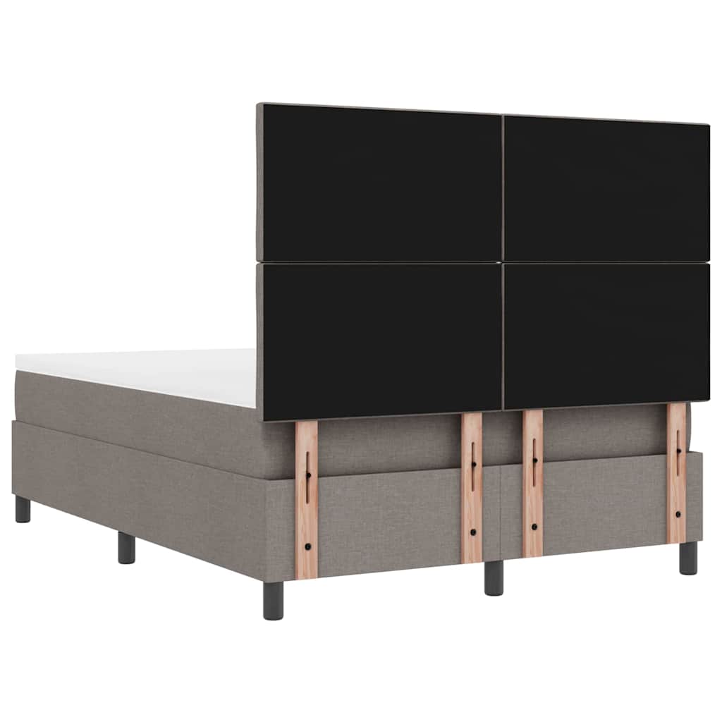 Box Spring Bed with Headboard Taupe 140 x 190 cm Fabric