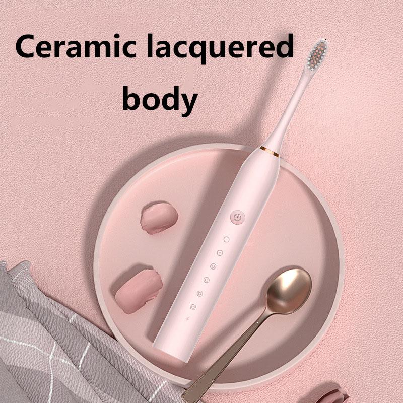 USB Rechargeable 6-speed Adjustable Electric Toothbrush Sonic Vibration Toothbrush Head Deep Clean Electric Toothbrush with 4 Brush Heads