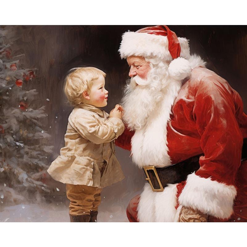 Vintage Santa Claus On A Swing Poster Reindeer Prints Canvas Printing Christmas Holiday Wall Art Picture for Home Decor Gifts