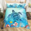 3D Octopus Sea Turtle Duvet Cover Retro Sailboat Crab Reptile Bedding Set Marine Mediterranean Style Jellyfish Comforter Cover
