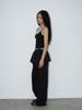 Text Room Appel Shirred Belt Skirt_Black