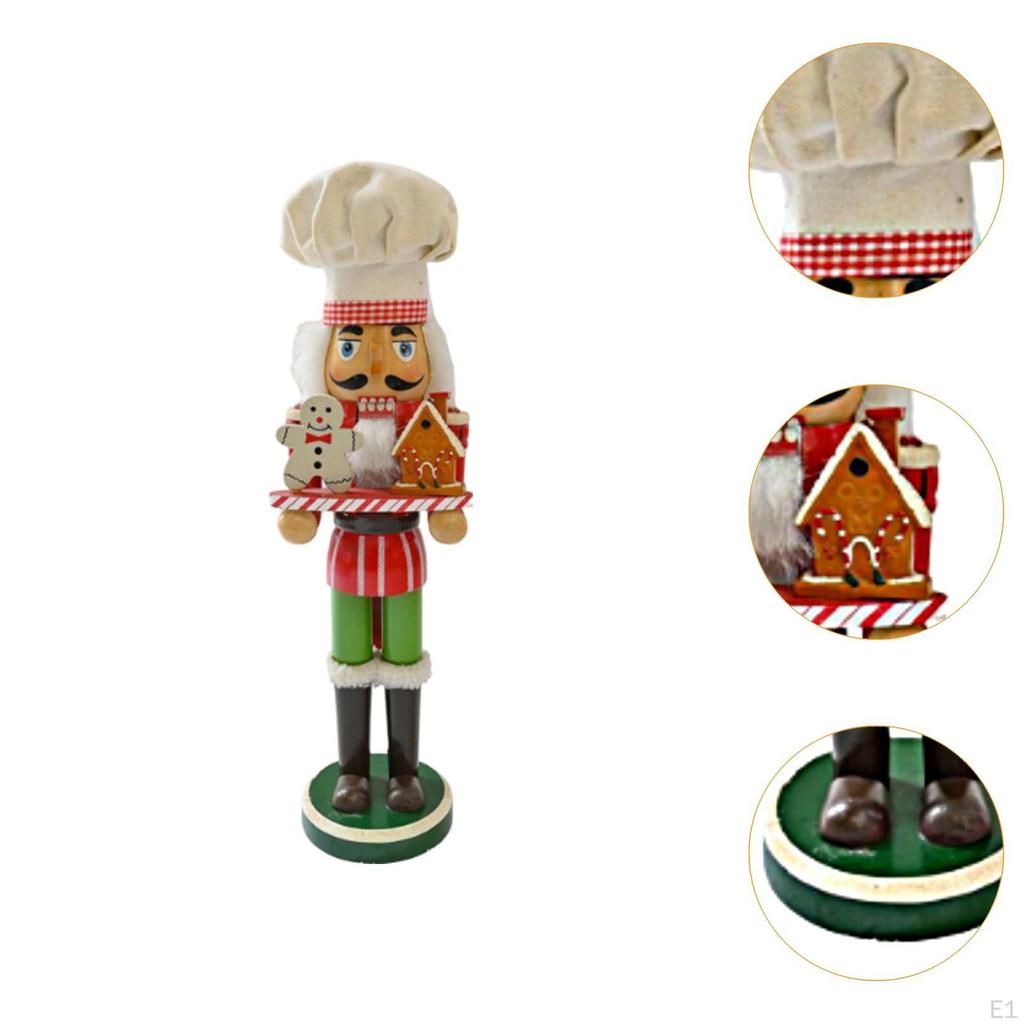 Wooden Christmas Nutcracker Decor 15 Inch Tabletop Ornament Nut Cracker Doll Figure for