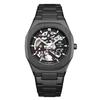 Automatic Mechanical Watches for Men Skeleton Hollow Dial Luminous Wrist Watch Steel Strap Square Case Watch Waterproof