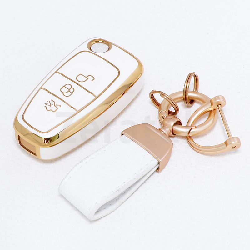 For Ford Kuga Escape Fiesta Fold C-Max S-Max Mondeo Focus 2 3 Mk3 St Rs Ecosport Tpu Folding Car Remote Key Cover Case Keychain