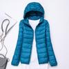 Women's Hooded Long Sleeve Puffer Jacket Slim Fit Lightweight White Duck Down Winter Coat