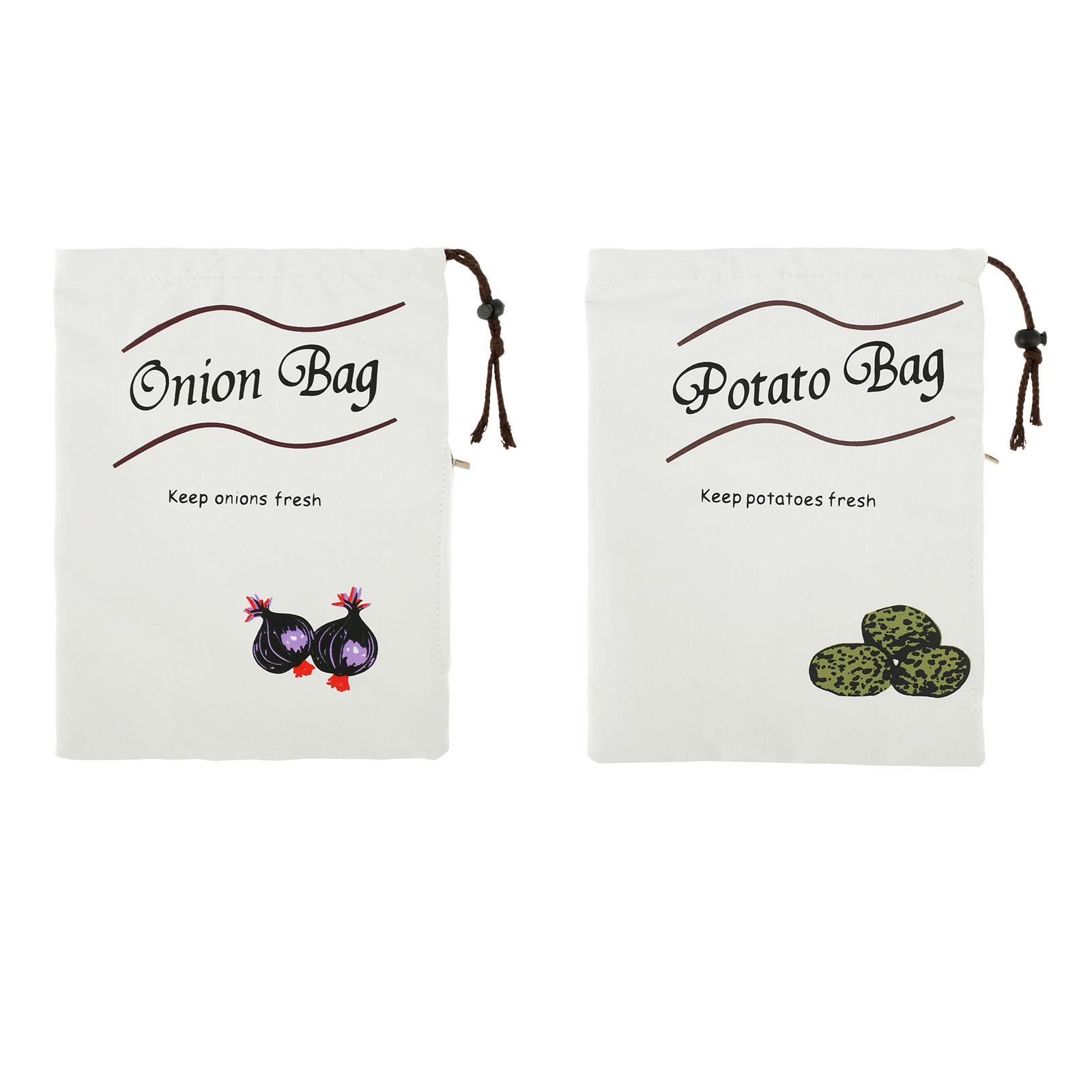 

2/4Pcs Potato Onion Storage Bag Drawstring Cotton Bags Reusable Vegetable Storage Sacks with Side Zipper for Onion Potato Garlic 35x25cm