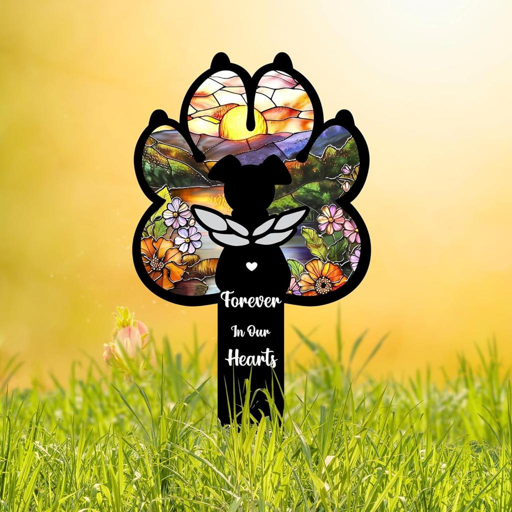 Metal Pet Memorial Cross Angel Garden Home Decor 12 Inch