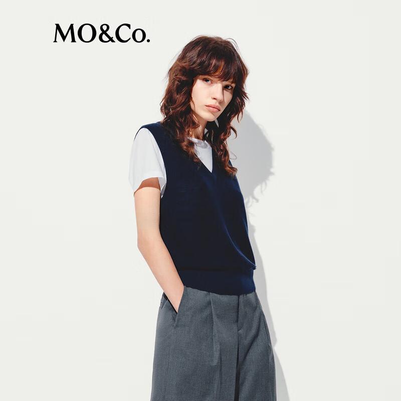 MO&Co. 100% Lamb Wool V-Neck Knitted Vest