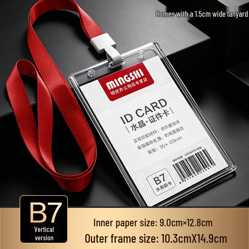 Transparent Acrylic ID Badge Holder with Lanyard - Employee or Work Card Protective Cover
