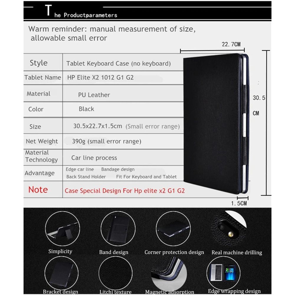 For HP Elite X2 1012 G1/G2/G3 Tablet Cases Lychee Pattern Tablet Cover 2024 Stand Holder