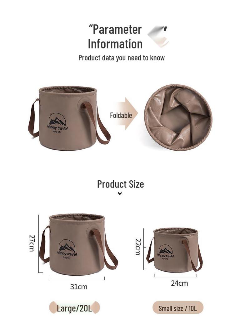 Portable Folding Water Bucket for Camping, Fishing, Foot Bath, and Outdoor Activities