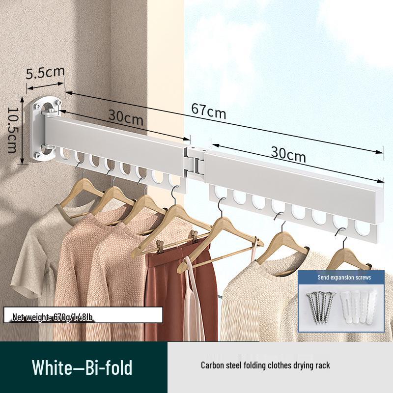 Invisible Folding Balcony Clothes Rack - No-Punch Telescopic Drying Rack