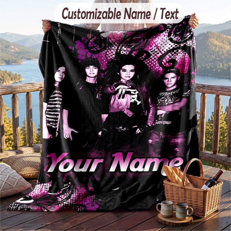 Personalized Flannel Throw Blanket,Tokio Hotel Custom Printed Name, Cozy Plush Blanket For Home Use