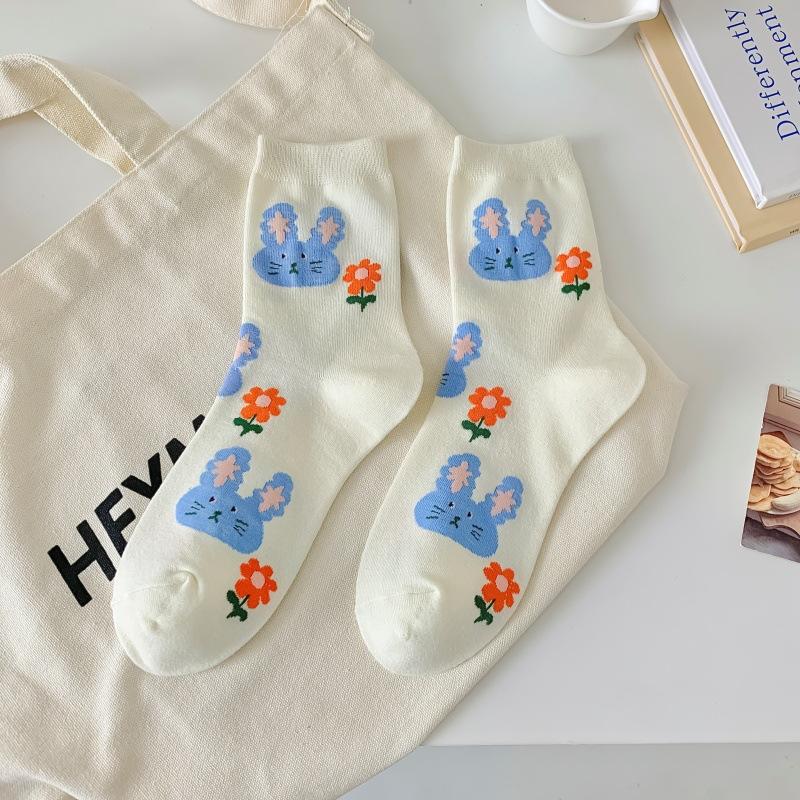 Damen Frühling und Herbst Niedlich Cartoon Persönlichkeit Graffiti In Kniestrümpfen