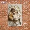 Vintage Metal Wall Art Religious Icon Poster with Flowers Home Decor