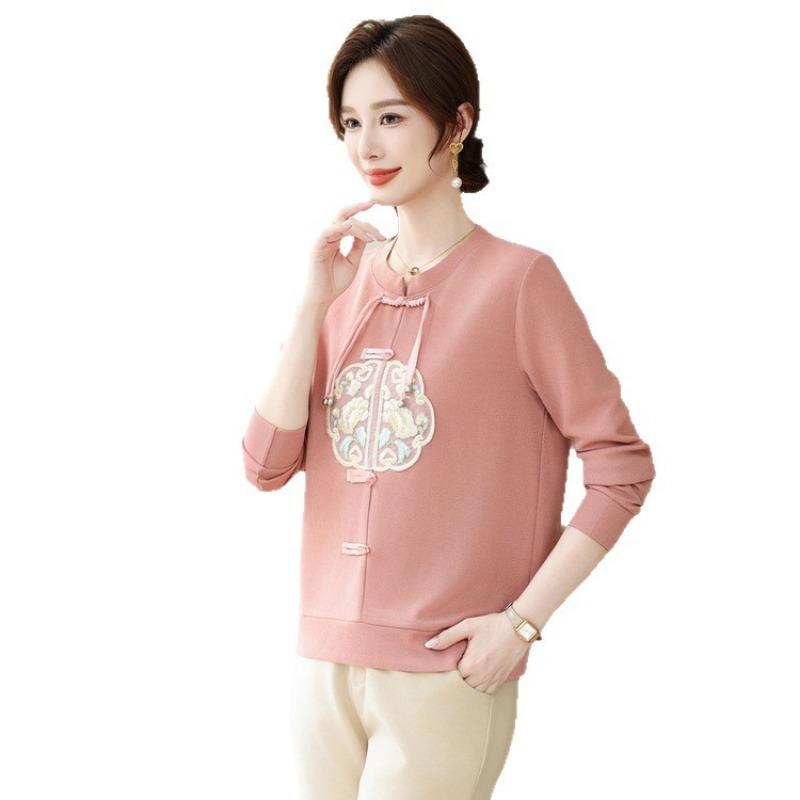 Autumn and Winter New Middle-aged and Old Women's Clothing Mother Clothing Fashion Casual Pullover Long-sleeved T-shirt Commuter