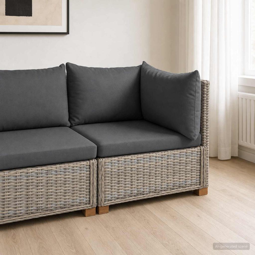 Corner Sofa with Cushions GENDT Natural Kubu Rattan Gray