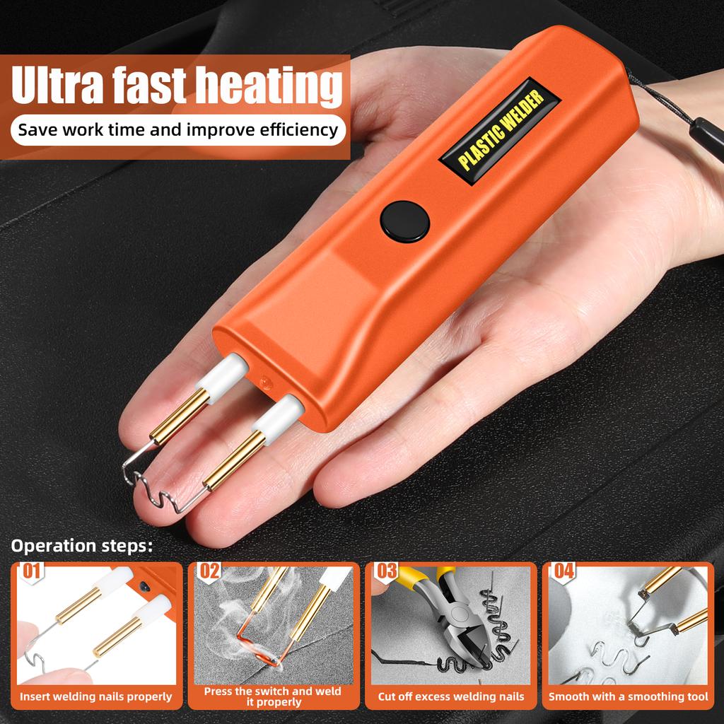 Plastic Welder, Cordless Handheld Plastic Welding Kit with 400PCS Staples, Portable Mini Welding Machine for Car Bumper