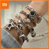 100% Solid 925 Sterling Silver Metal Bracelet for Women Men Vintage Heart Letters Handmade Simple Birthday Gift