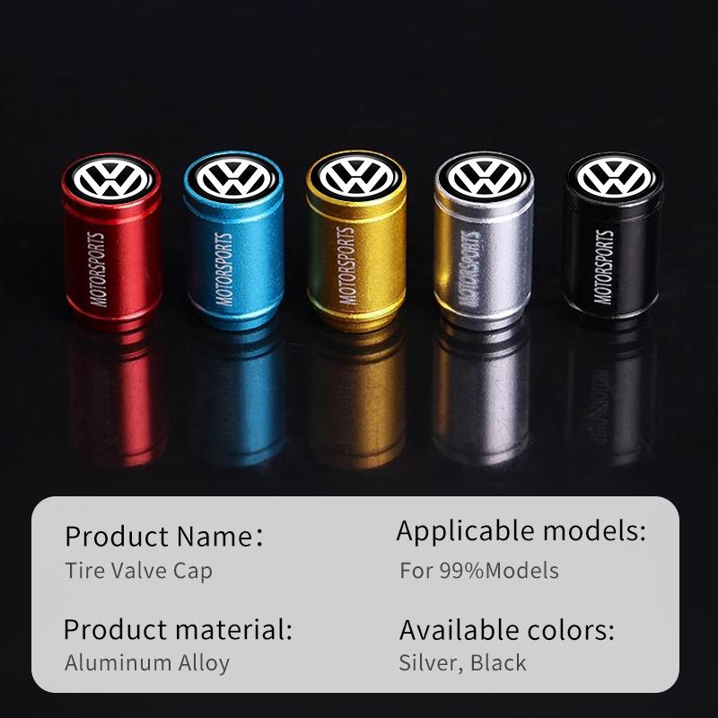 SVLHP1 4pcs Car Valve Caps Tyre Nozzle Dust Protection Cover Wheel Case For Volkswagen VW Golf 4 6 7 GTI Tiguan Passat B5 B6 MK6 Polo