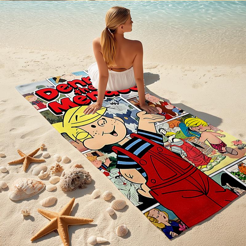 1Pc Dennis Menace Adventures Beach Towel, Quick Dry, Multi-Use for Beach Pool Gym Yoga Home Travel, Christmas, Halloween, Xmas Gift M929145