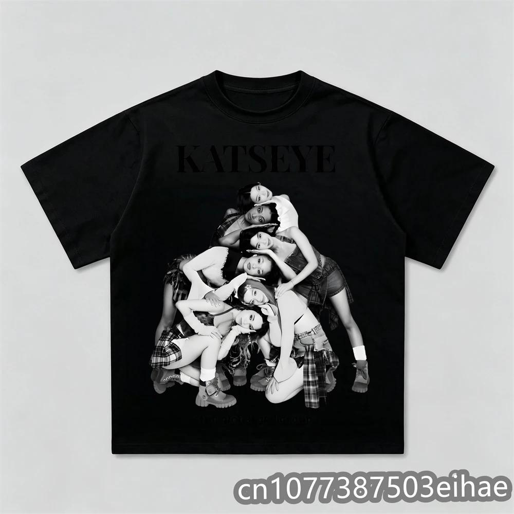 Unisexs Y2K Korean Style Gothic Katseye Print Graphic TShirt Crew Neck Short Sleeve Casual Top for Kids